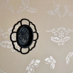 襖の引手修理と京唐紙